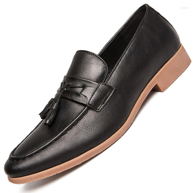 

Dress Shoes Men Oxford Full Grain Leather Tassel Formal High Quality British Style Retro Brown Black