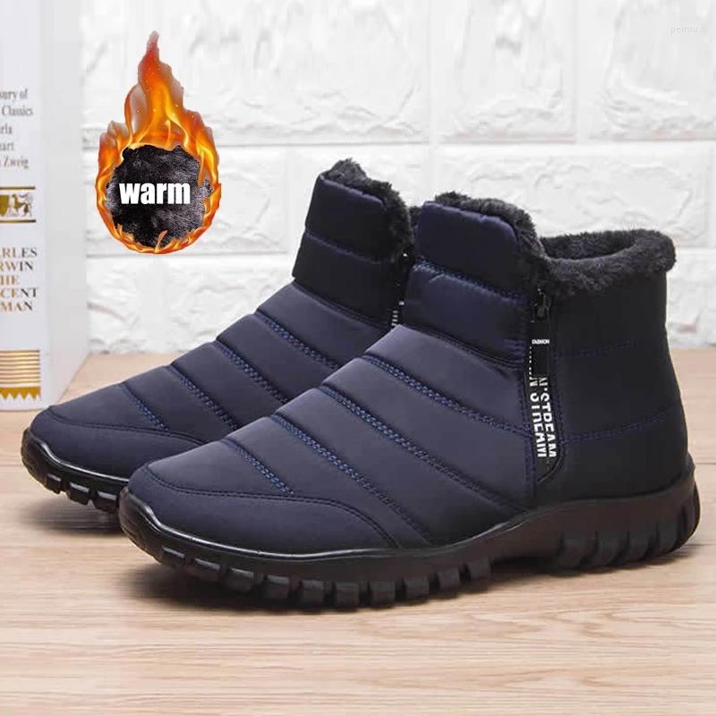 

Boots 2022 Winter Men Waterproof Snow Boot Warm Plush Flats Casual Down Ankle Booties Women Plus Size Couple Comfy Cotton Shoes, Black
