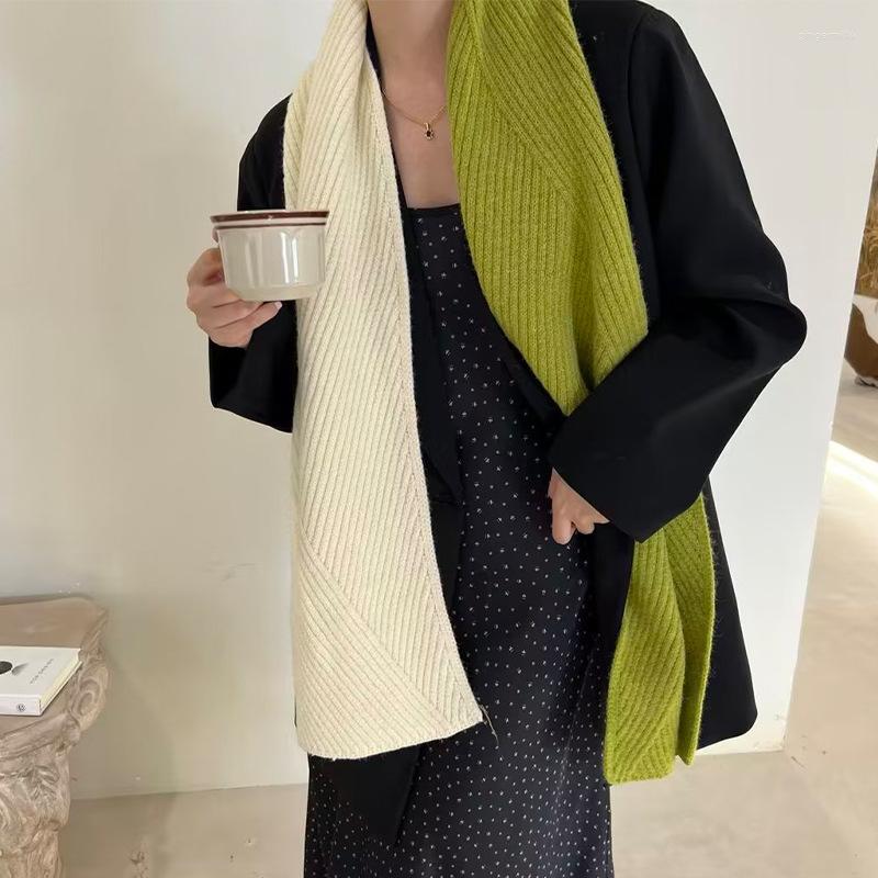 

Scarves 28 170Cm Ladies Winter Twill Shawl Fashion Warm Simple Two Tone Scarf Colorblock Knitted Imitation Cashmere Feel Wrap