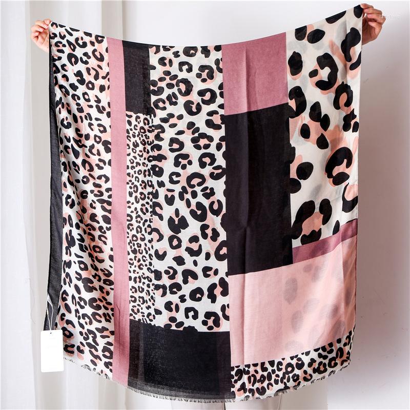 

Scarves 2022 Fashion Cotton Leopard Print Fringe Shawl Trendy Long Scarf Wrap Hijab Muffler