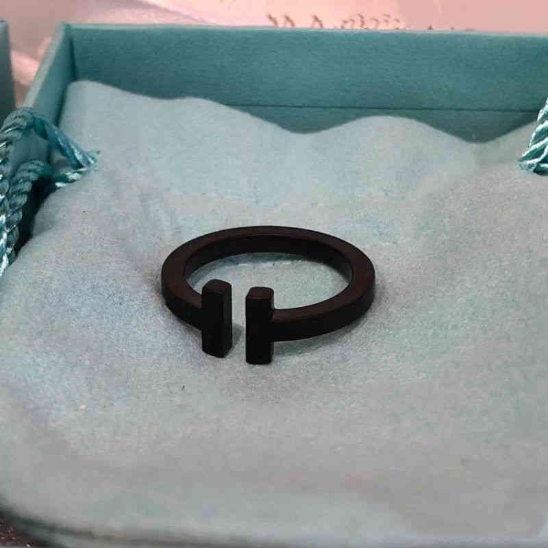 

Double t black new couple ring sterling silver simple net red gift for girlfriend