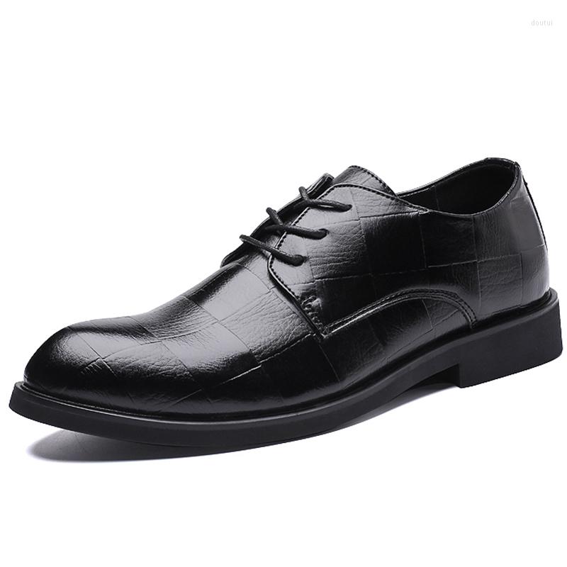

Dress Shoes 2022 Formal Men Round Top Flat Patent Leather For Man Oxford Wedding Business Footwear Plus Size, Brown