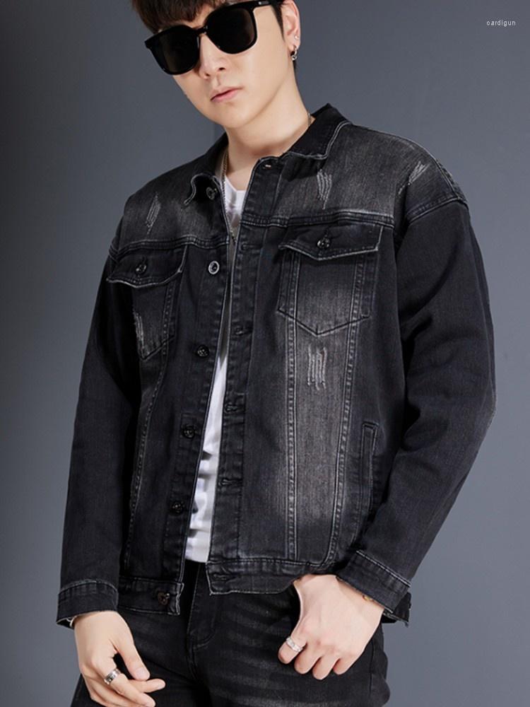

Men's Tracksuits Men Black Embroidery Denim Set Jacket Jeans Two Piece Sets Casual Slim Fit Male Cowboy Cargo Work Outfits Matching Suit 5XL