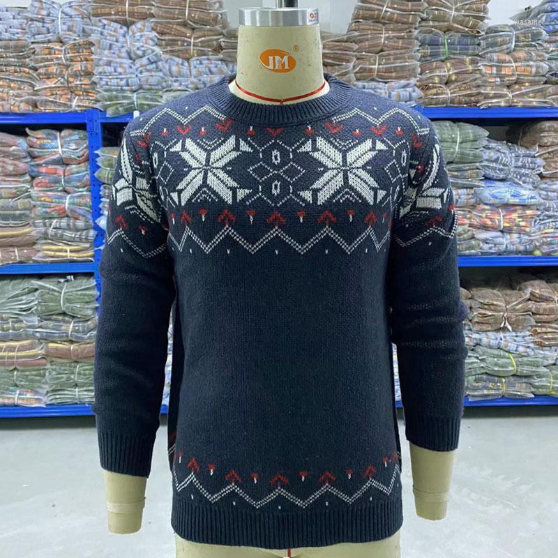 

Men's Sweaters Winter Men's 2023 Autumn Round Neck Jacquard Sweater Long Sleeve Bottomed Male Kintted Pullover Clothes 21Q4394, Navy