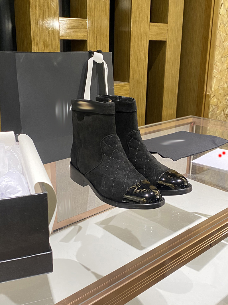 

2023 Luxury Designer Boots Double G Splicing Leather Shoes Autumn Winter Martin Boot Ladies Ankle Cowskin Shoe Fashion Camfort Booties With Box -M1013, Picture color