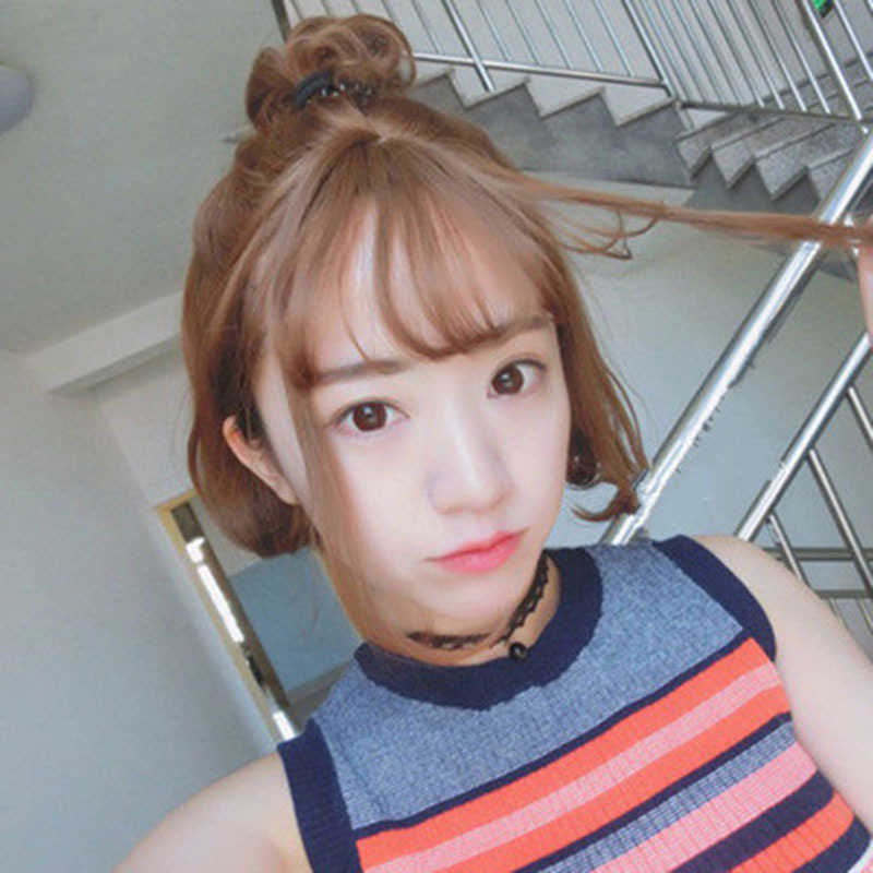

Hair Lace Wigs Wig Female Short Curly Hair ide Buckle Trim Face Bobble Air Bangs Student Hairstyle Headgear, Black