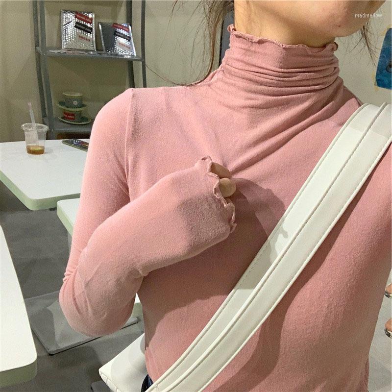 

Women's Sweaters Spring Autumn Turtleneck T-shirt Women All-Match Top Shirt Soft Comfortable Inner Casual Long Sleeve Office Wear, Purple