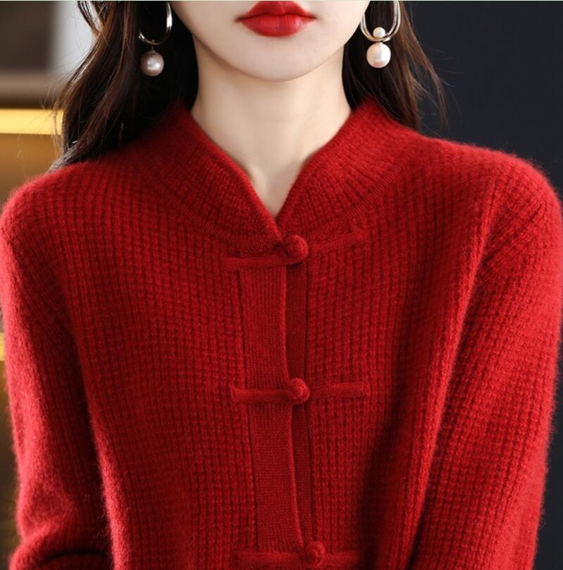 

Women's sweaters Long Sleeve Knitted Cardigan Fashion All-match Color Contrasting Lazy Wind Bottoming Sweater, 05