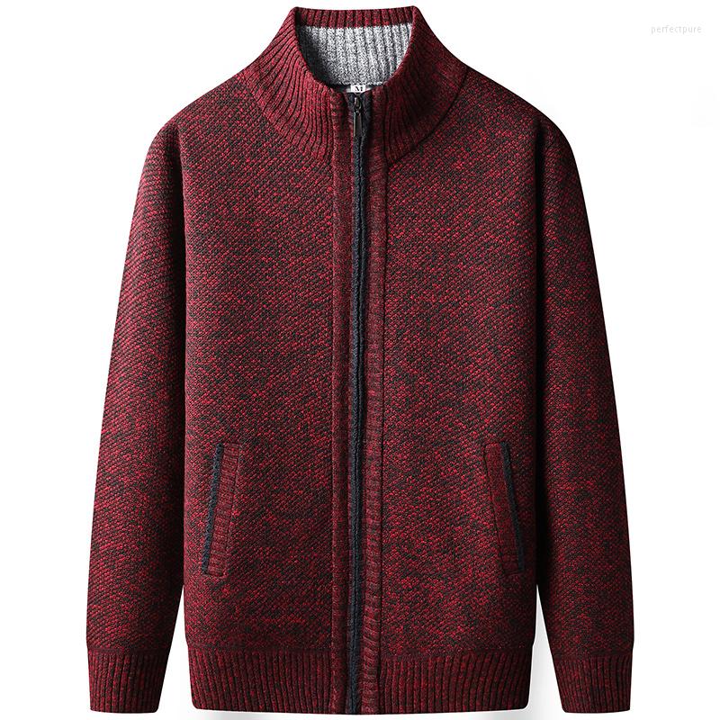 

Men's Sweaters 2022 Men's Sweater Coat Fashion Patchwork Cardigan Men Knitted Jacket Slim Fit Stand Collar Thick Warm Cardig 8801-7, Black