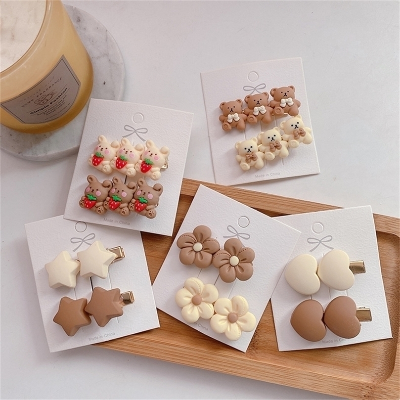 

Hair Accessories 2pcslot Koren Children Clips Girls Bear pins Heart Star band for Women Cute Baby Fashion 221107