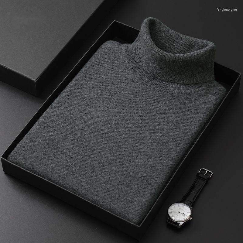 

Men's Sweaters Men's Winter Cashmere Cotton Blended Pullover Male Autumn Classic Daily All-match Knitted Jumper Turtleneck Sweater Pull, O-gray
