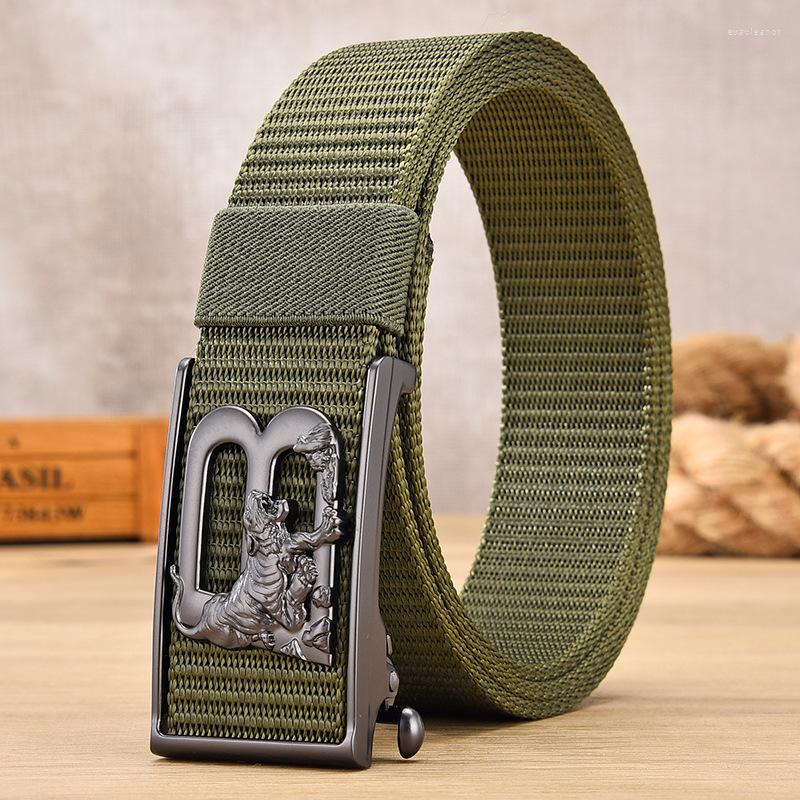 

Belts Solid Color Tiger Nylon Automatic B Buckle Men Belt Outdoor Tooling Jeans Canvas Waistband High Quality Tactical For, Dark grey