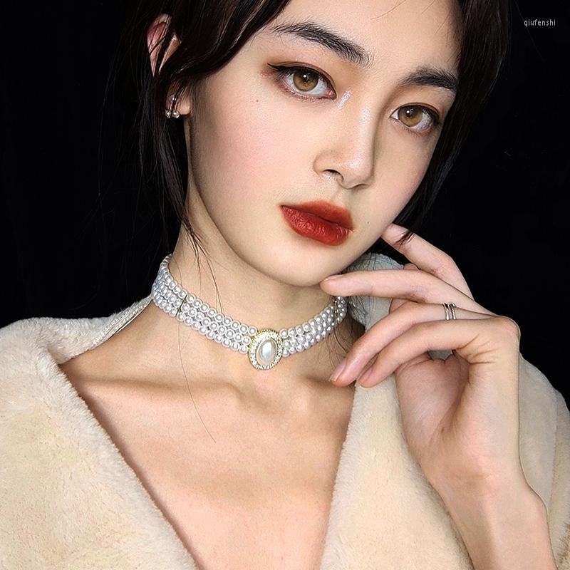 

Choker Elegant Light Luxury Three-layer Pearls Collar Necklace Trend Woman's Short Party Gift Jewelry