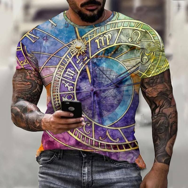 

Men's T Shirts Clock T-Shirt Men's Geometric Pattern 3D Print Breathable Summer Short Sleeve Tops Punk Rock Streetwear, Chj-dx1386