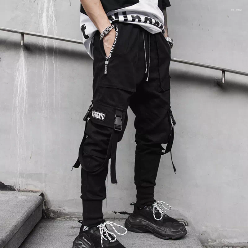 

Men's Pants Men Black Harem Multi-pocket Ribbons Man Sweatpants Streetwear Casual Mens -3XL Spring Hip Hop Joggers, Picture shown
