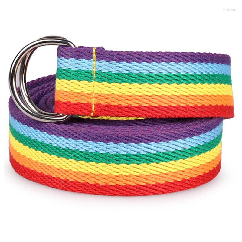 

Belts LGBT Pride Six-color Rainbow Belt Strong And Durable Canvas Double Loop Gay Gift Decoration, White