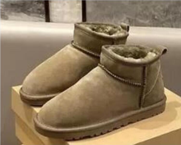 

women's fur cotton boots winter fashion girl genuine suede leather warm boots Includes children's sizes, Grey