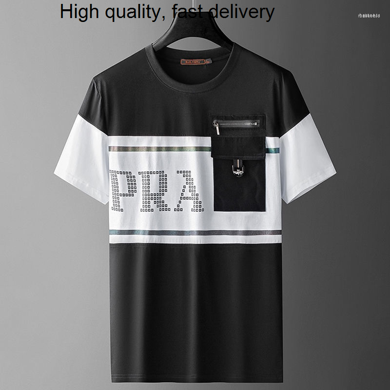 

Men's T Shirts Men's Color European Blocking Diamond Short Sleeve T-shirt Men's 2023 Summer Round Neck Half Fashion Casual Wear Top, Black
