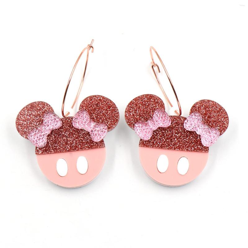 

Dangle Earrings 2022 Pink Mouse Head For Girl Gift Kawaii Acrylic Hoop