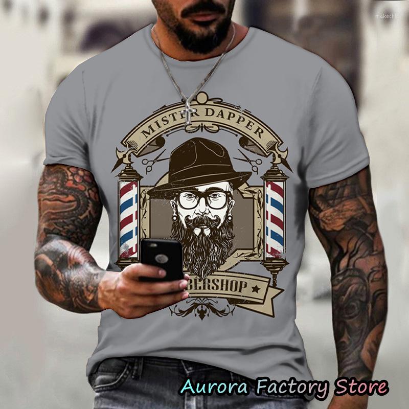 

Men's T Shirts Summer Men's Barber Shop Print T-Shirt Fashion Short Sleeve Gentleman Clothing Casual Oversized Streetwear Vintage, Barber (1)