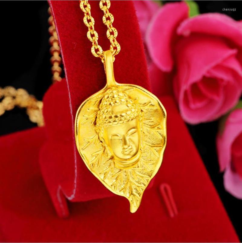 

Pendant Necklaces Hi Vintage Not Fade 24K Gold Buddha's Head Necklace For Girlfriend Women Jewelry With Chain Choker Birthday Gift Party