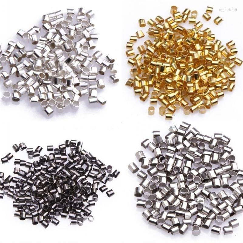 

Beads 500/1000pcs Tube Crimp End Bead 2mm Metal For DIY Jewelry Making Accessories Silver/Gold/Black/Bronze