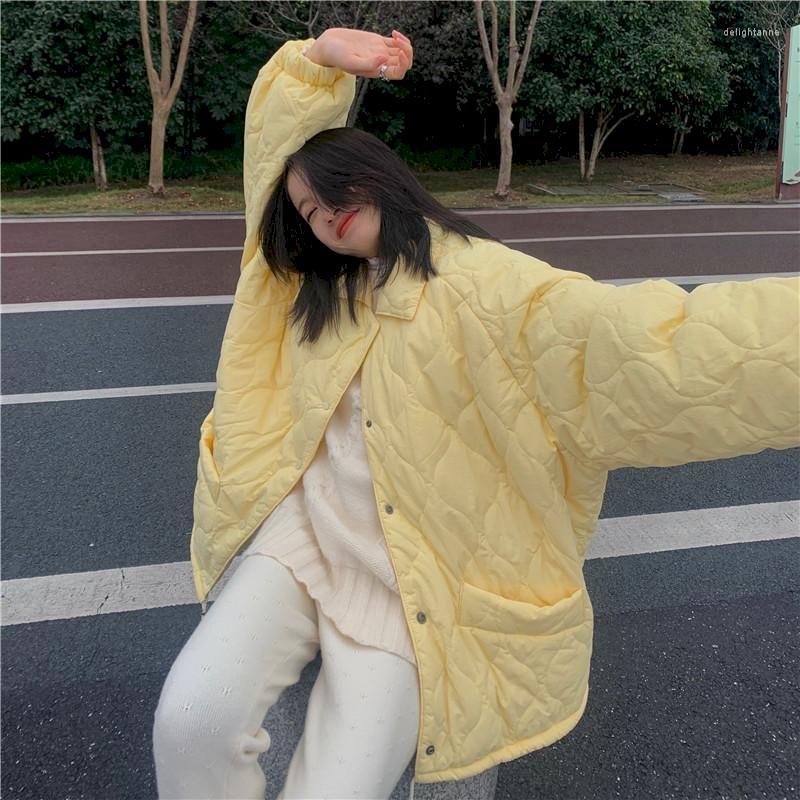 

Women' Down Parkas Winter Padded Jacket Quilted Coats Solid Color Korean Fashion Loose All-match Female Mid-length Women Clothing, Blue