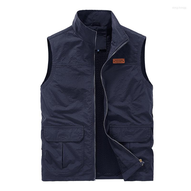 

Men's Vests 2022 Vest Men's Middle-aged Outdoor Fishing Summer Casual Thin Work Wear Large, Black