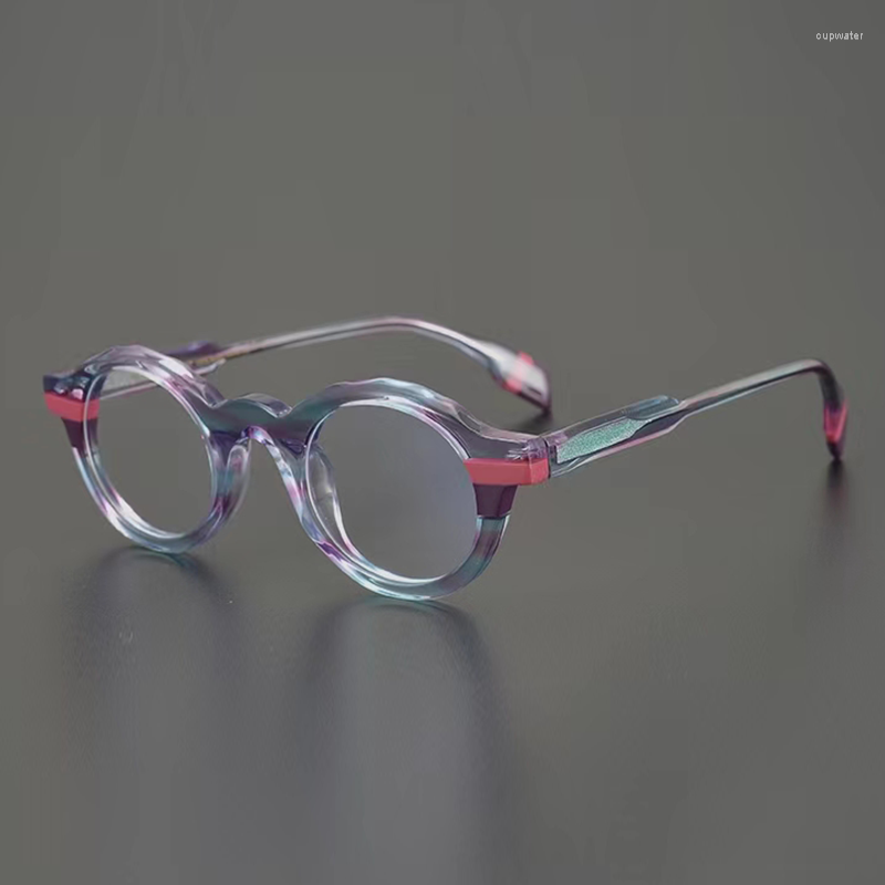 

Sunglasses Frames Designer Hand Craft Auroral Color Round Glasses Frame For Men And Women Classical Vintage Patchwork Acetate Myopia
