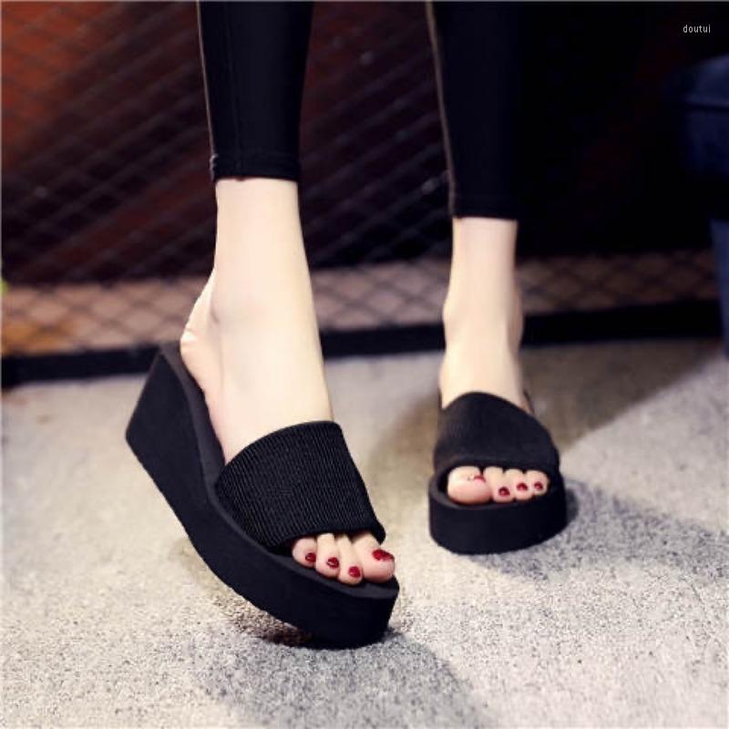 

Slippers Thick-soled Holiday Beach Women's Style Flip-flops Summer Fashion Seaside High-heel, Peach 2