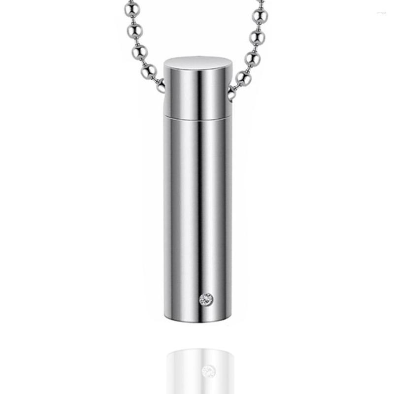 

Pendant Necklaces Stainless Steel Cylinder Crystal Memorial Urn Slide Screw Opens Necklace Jewelry Ash Holder