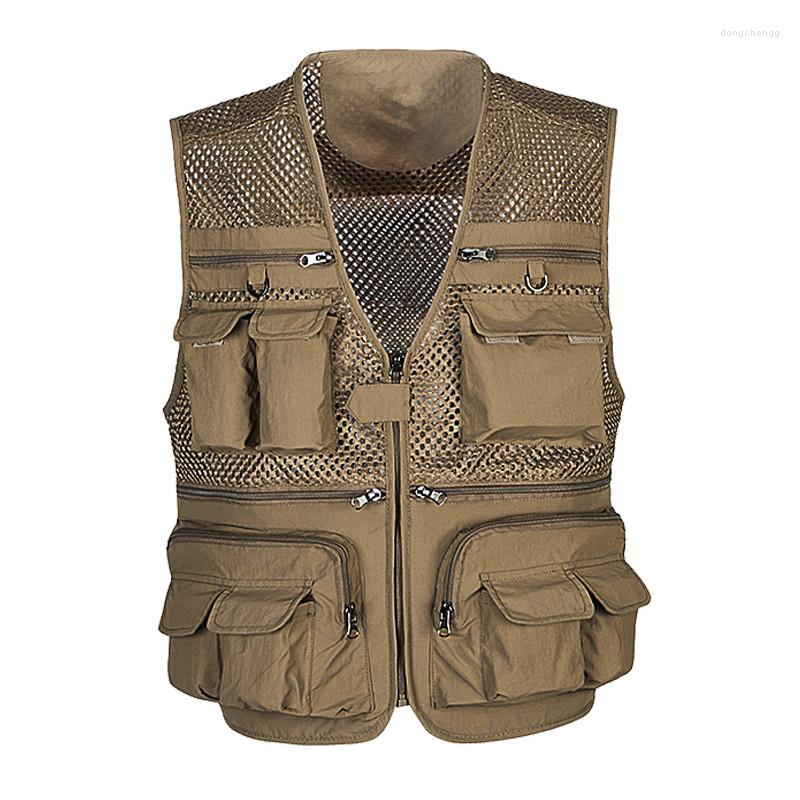 

Men's Vests Men Tactical Vest Webbed Gear Coat Summer Pographer Waistcoat Male Tool Many Pocket Mesh Work Sleeveless Jacket Plus Size 5XL, Black