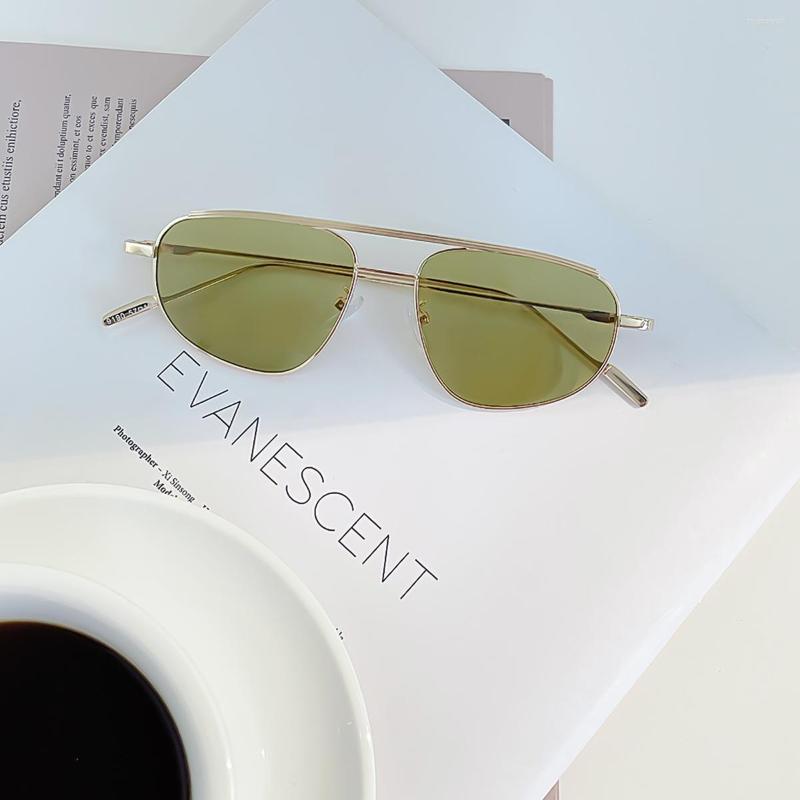 

Sunglasses Double Beam Pilot Oval Frame Metal Korean Women Men