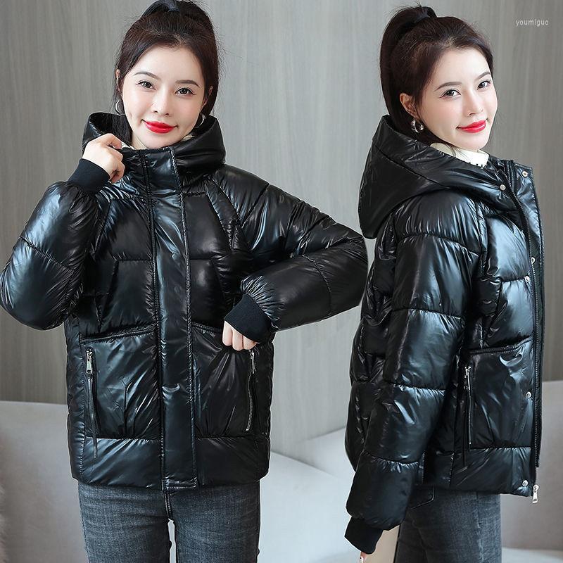 

Women's Trench Coats 2022 Winter Women Jacket Warm Parkas Female Thicken Coat Cotton Padded Hooded Outwear Loose Snow B120, Black