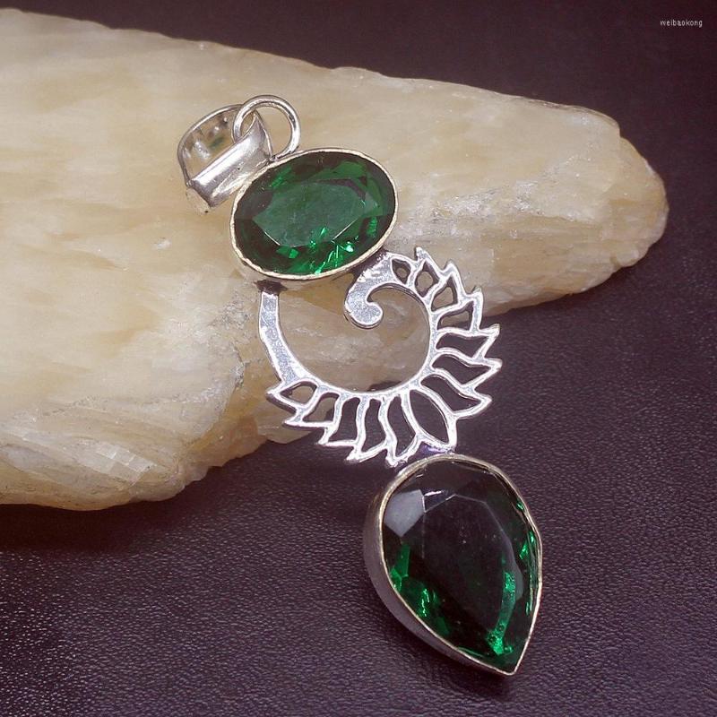 

Pendant Necklaces Gemstonefactory Jewelry Big Promotion 925 Silver Dazzling Emerald Green Topaz Women Ladies Gifts Necklace 1019