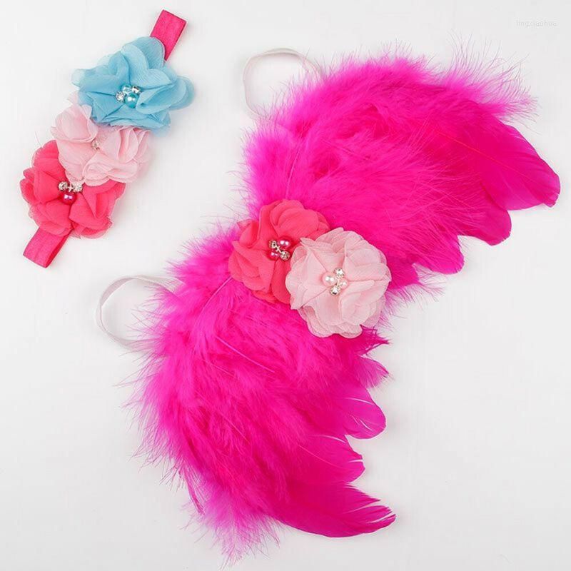 

Clothing Sets Born Baby Boys Girls Wings Headband Flower Costume Po Pography Prop Outfits, Dark pink