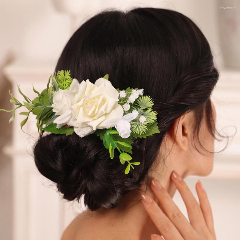 

Headpieces Bridal Flower Hair Comb Romantic Headdress White Women Accessories Wedding Hairband For Girl Anniversary