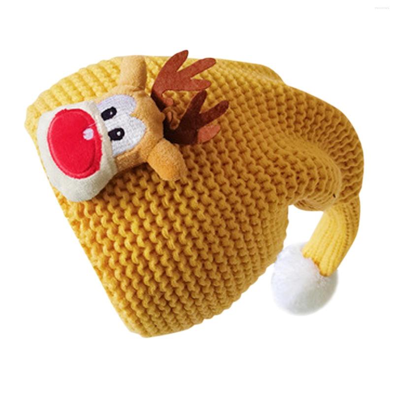 

Berets Children Christmas Hat Cartoon Pattern Knitted Santa For Winter Goggles, Blue