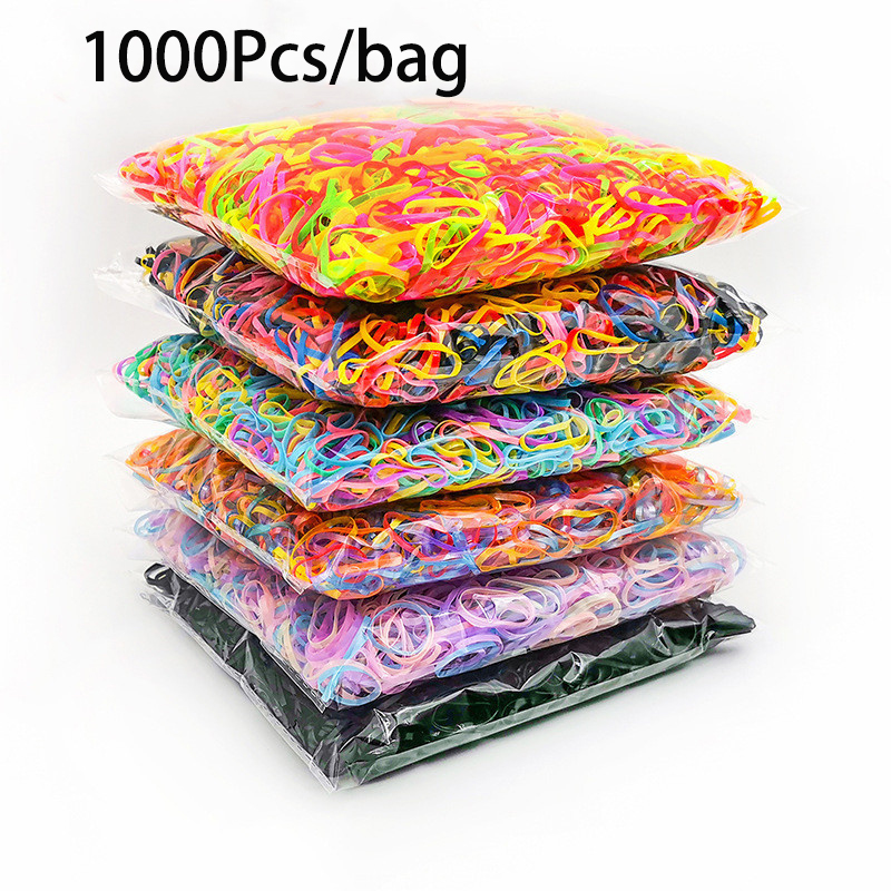 

1000Pcs/bag Cute Colorful Small Disposable Hair Rubber Bands for Girls Kids Ponytail Holder Elastic Hairs Accessories Hair Ties