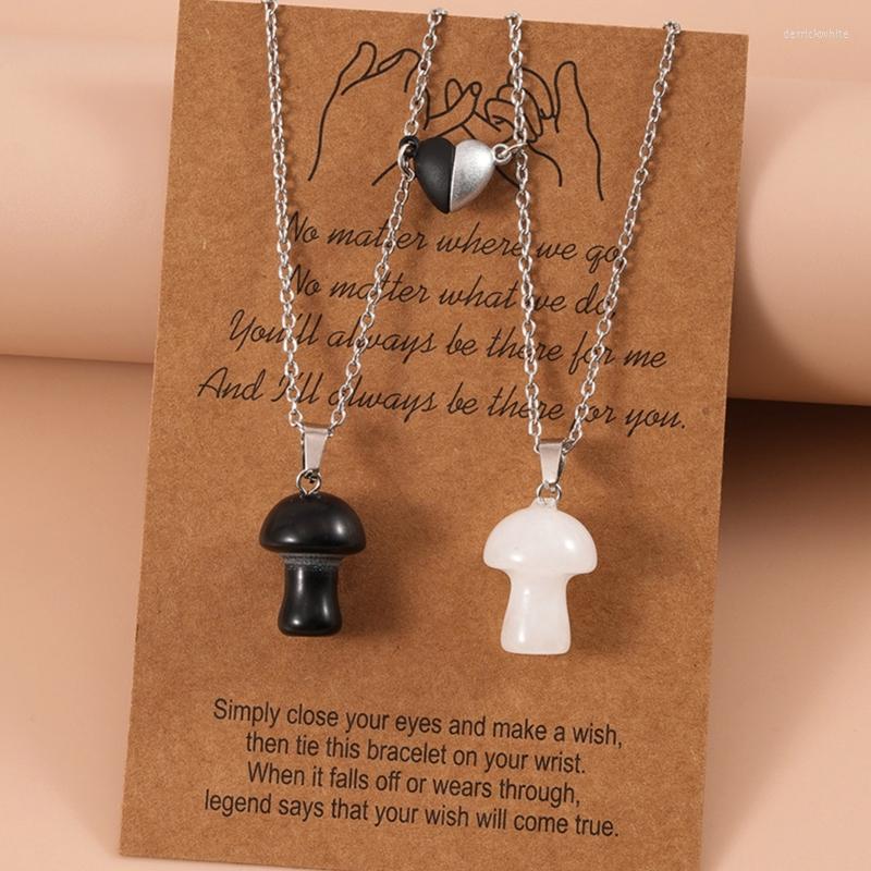 

Pendant Necklaces 1 Pair Creative Black White Mushroom Personality Friend Couple Magnetic Stone Necklace Gift Trendy Jewelry