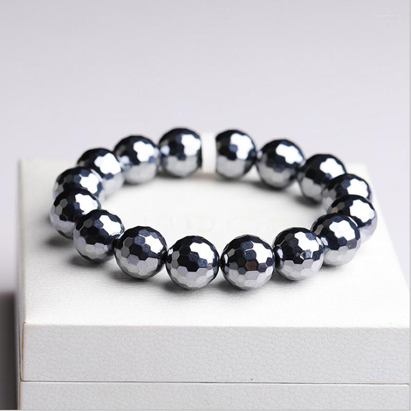 

Strand Natural Stone Terahertz Beaded Bracelet Men Women Magnet Semi Precious String Hand Row DIY Jewelry Birthday Gift Good For Health