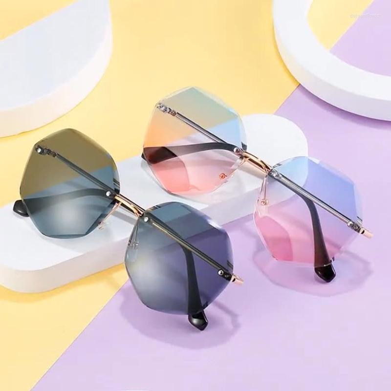 

Sunglasses Rimless Polygonal Fashion Sun Glasses Kids Decorativos Vintage Stylish Children Silicone Nose Pad