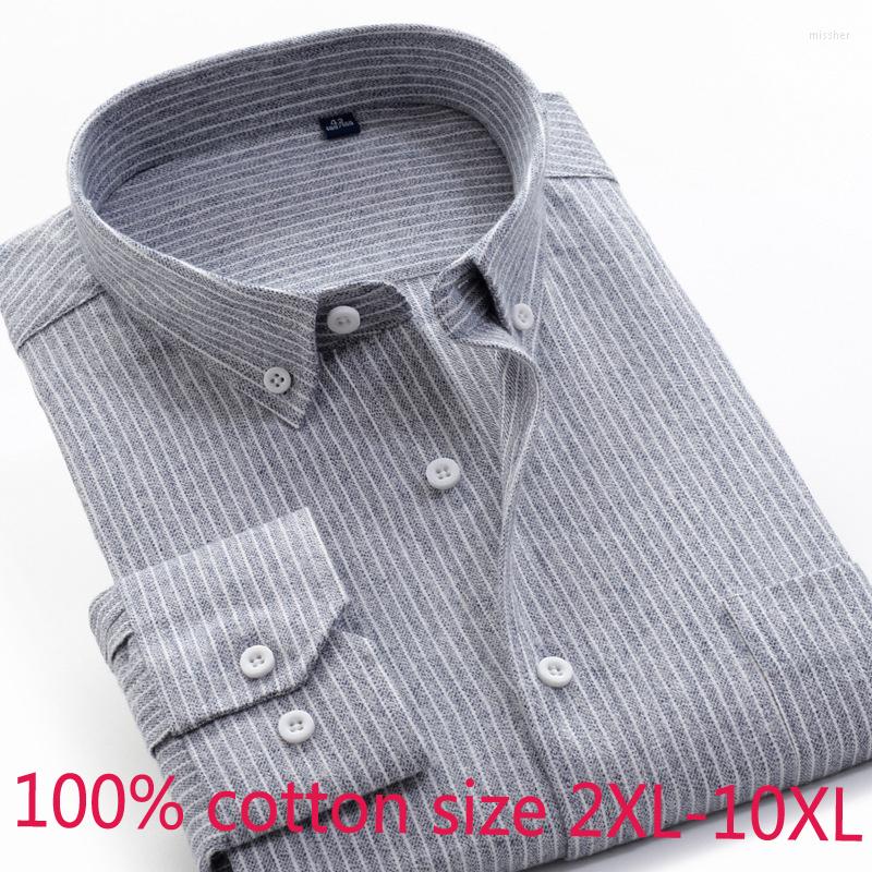 

Men's Casual Shirts Arrival Super Large Cotton Stripe Long Sleeve Loose Oxford Striped Fashion High Quality Plus Size XXL-8XL9XL10XL, 956008