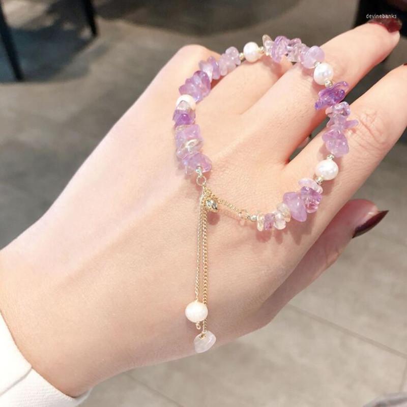 

Strand Spring Irregular Natural Amethyst Bracelet Female 16 Cm - 22 Size More Sweet Romantic Freshwater Pearl Luxury Accessories