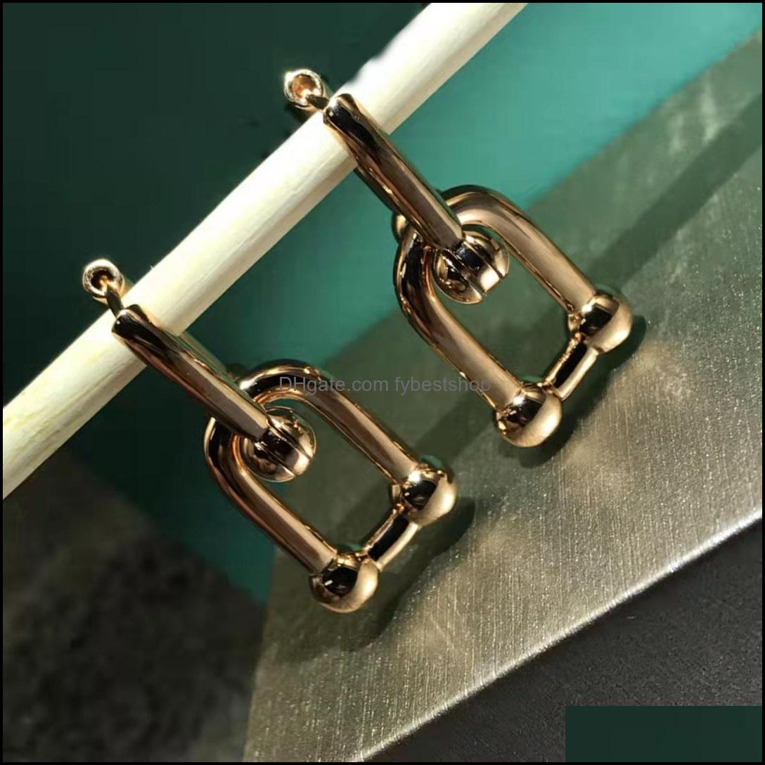 

Dangle Chandelier With Box Brand Dangle Chandelier Designer Fashion Simple Ushaped Pendant Earrings Gold Sier Rose For Women Party Dhak4