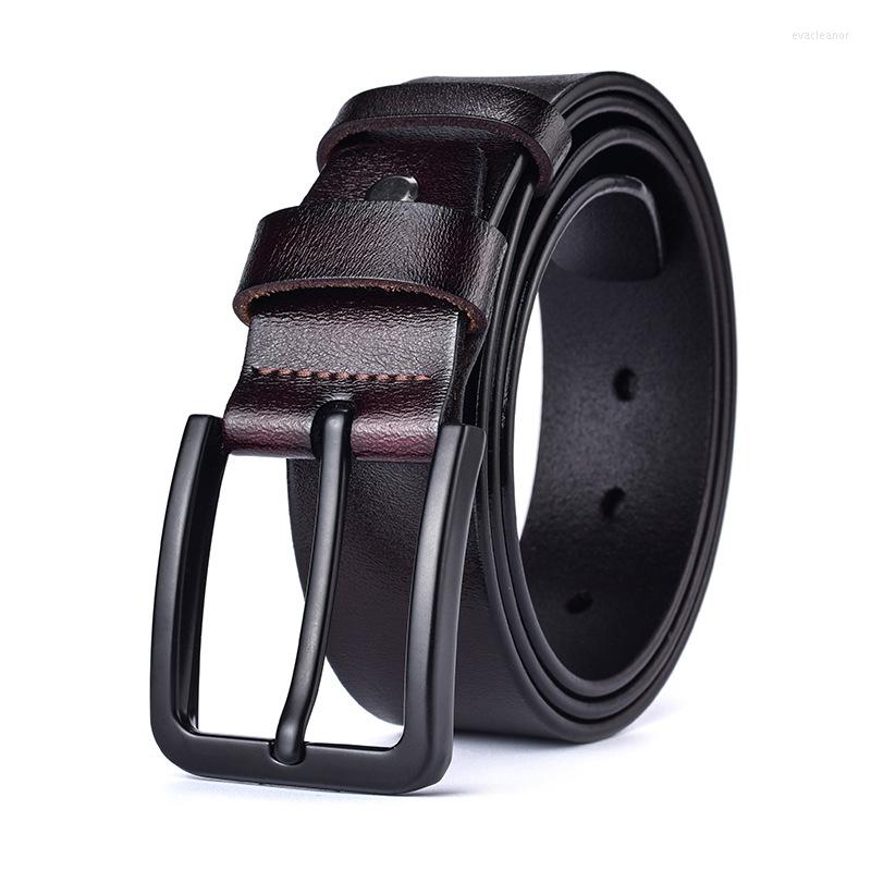 

Belts 3.8CM Genuine Leather Men's Belt For Men Business Fashion Luxury Retro High Quality Cow Skin Brand Designer Jeans Strap Man, Black