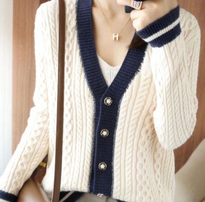 

Women' Sweaters Casual V-neck Printed Knitted Embroidery Cardigan Outwear Winter Sexy Loose Streetwear Sweaters, 01