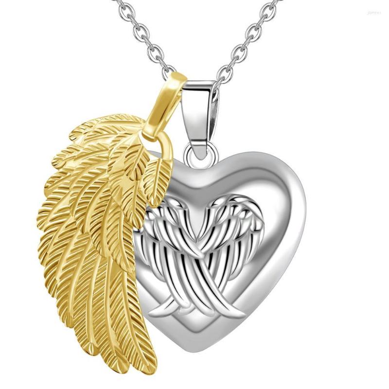 

Pendant Necklaces Eudora Angel Wing Baby Caller Necklace Heart Pregnancy Ball Jewelry Chime Bola For Mom & Gift B354