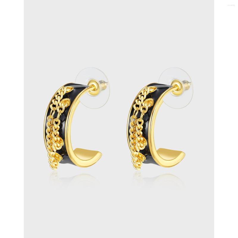 

Hoop Earrings KouCh Stainless Steel C Round Statement Studs With LInk Punk Black Piercing Gothic Jewelry 2022