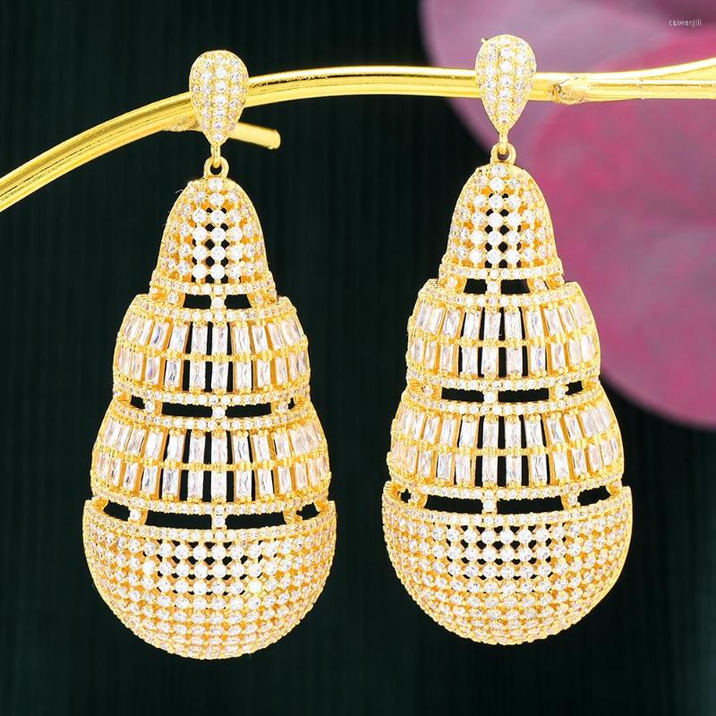 

Dangle Earrings Siscathy Arabic Fashion Big Cone Pendant Drop For Women Luxury Cubic Zirconia Earring Wedding Party Dubai Jewelry